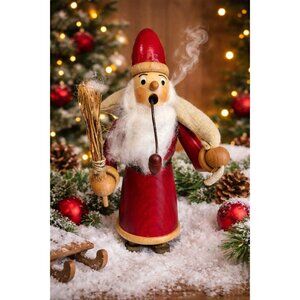 Vintage German GDR Erzgebirge Santa Smoker Knecht Ruprecht Jute Sack 9 1/4"